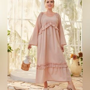 Frill trim smock dress